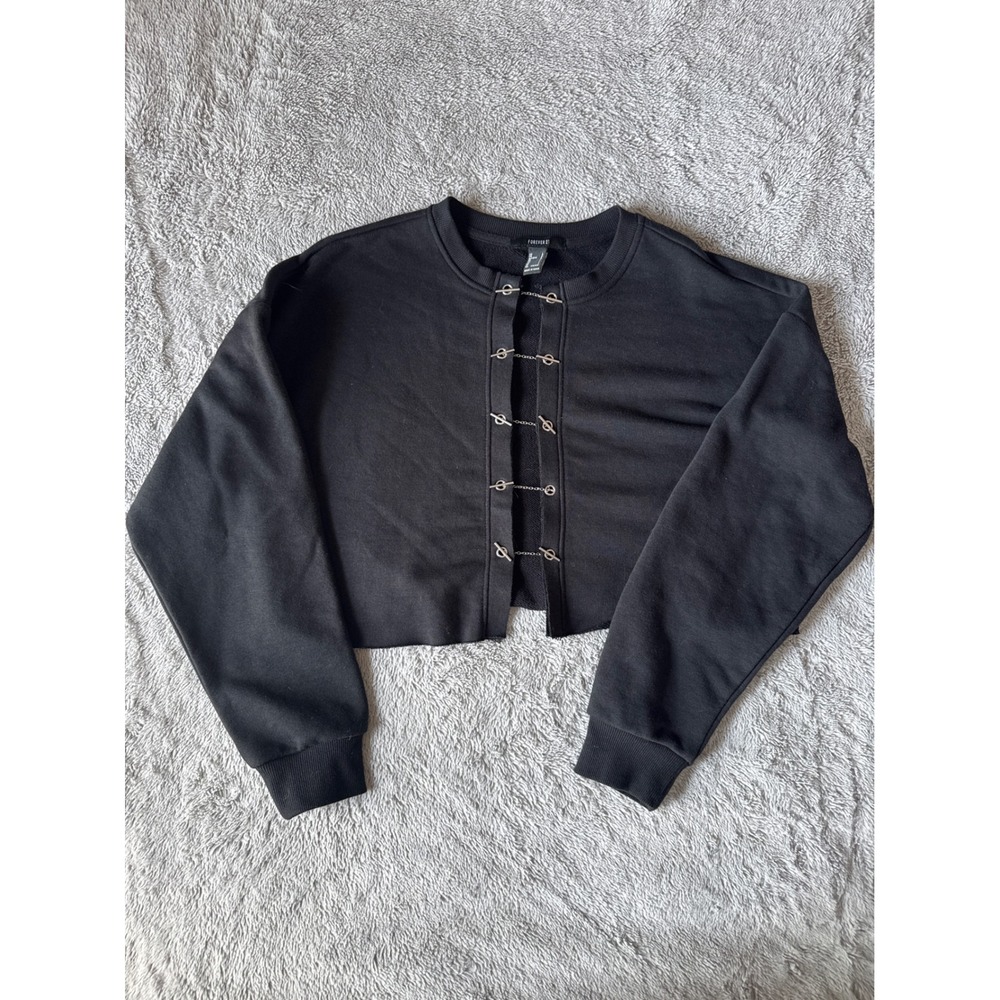 Black Cropped Military Jacket L, Vintage Goth Bolero Top Frog Button Closure